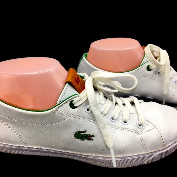 lacoste shoes white and green